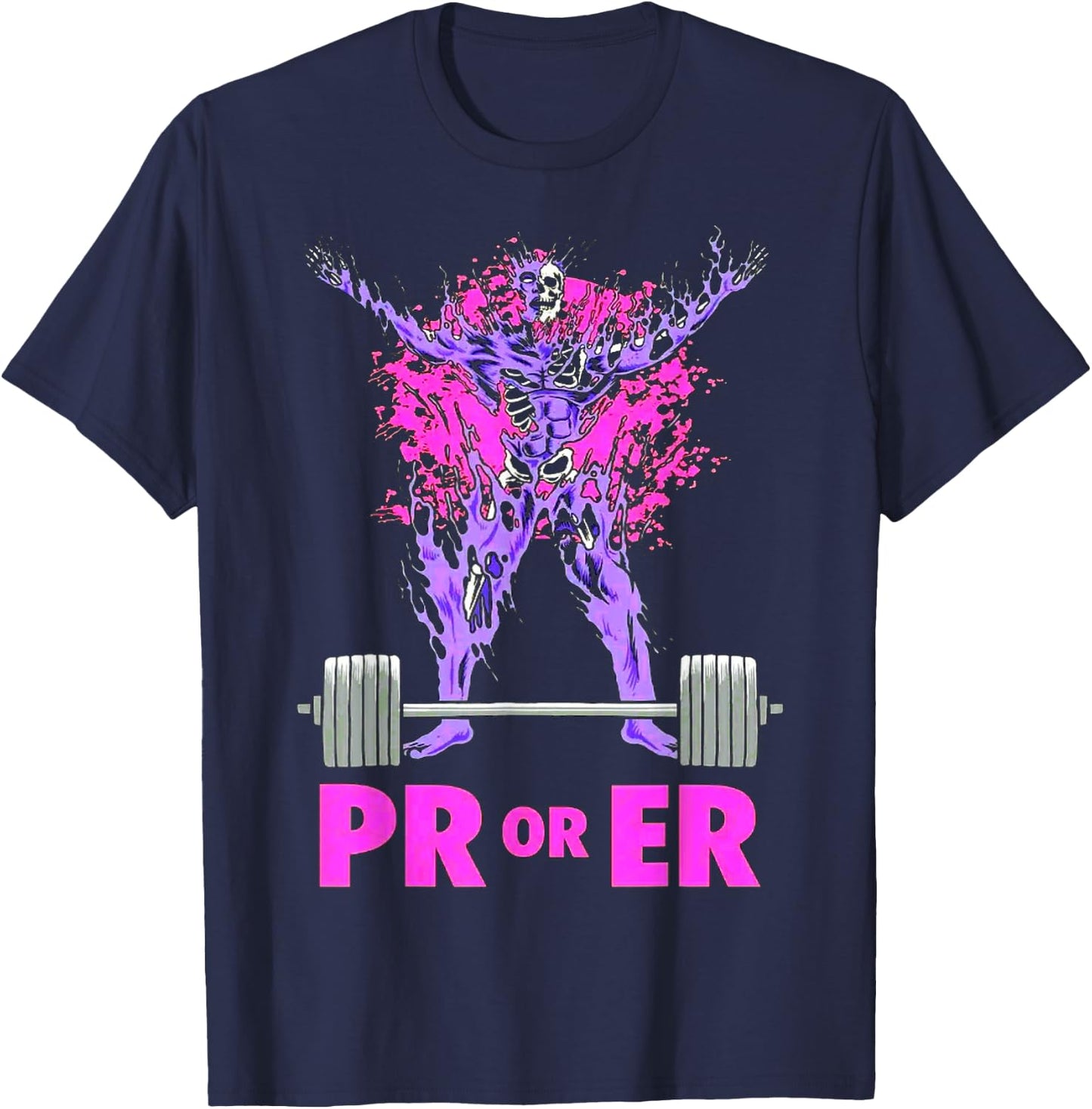 PR Or Er Weightlifting Bodybuilding Fitness Gym workout T-Shirt - T-Shirt | Navy