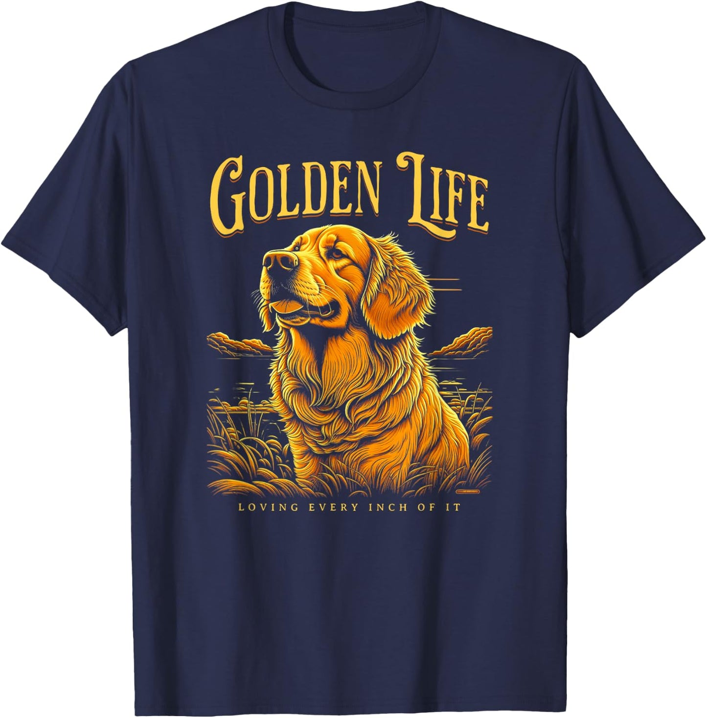 Life is golden Golden Retriever dog Lover Golden Life T-Shirt - T-Shirt | Navy