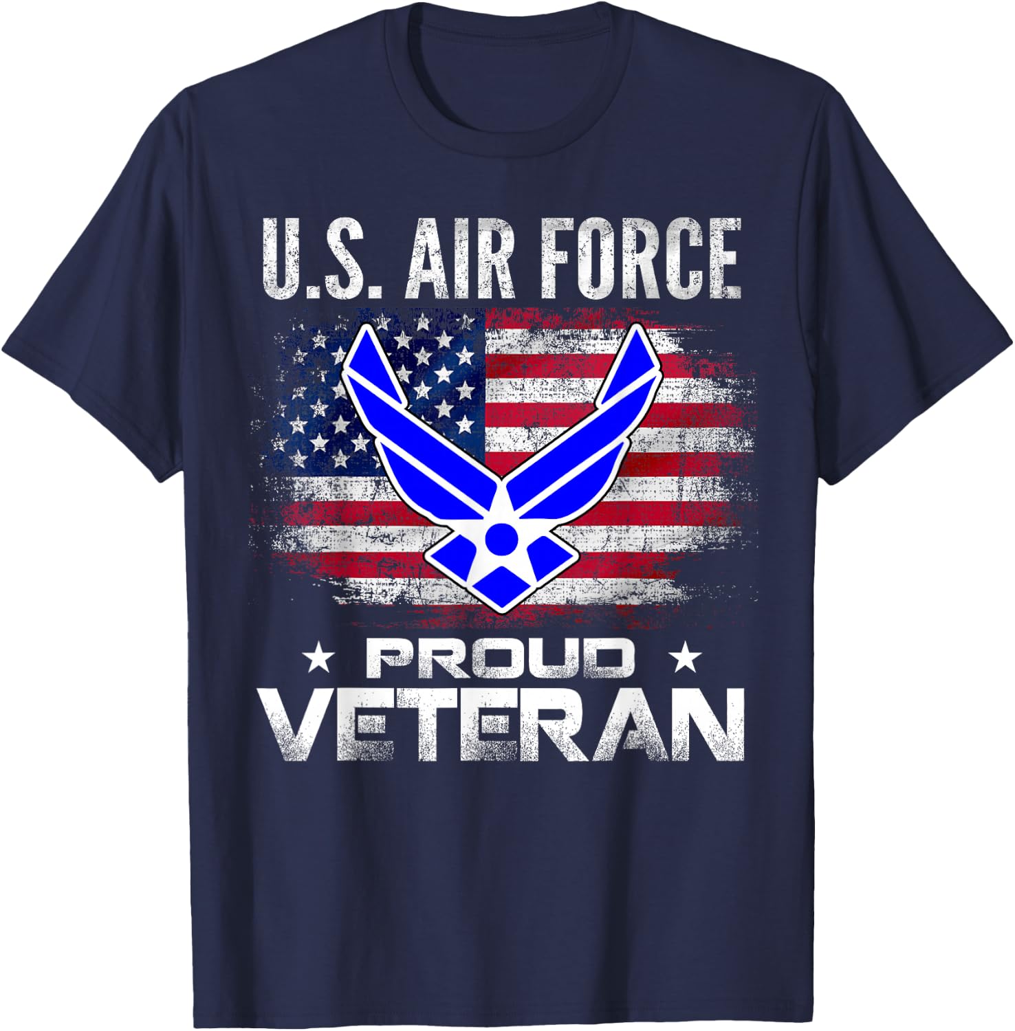 U.S Air Force Proud Veteran with American Flag Gift Veteran T-Shirt - T-Shirt | Navy