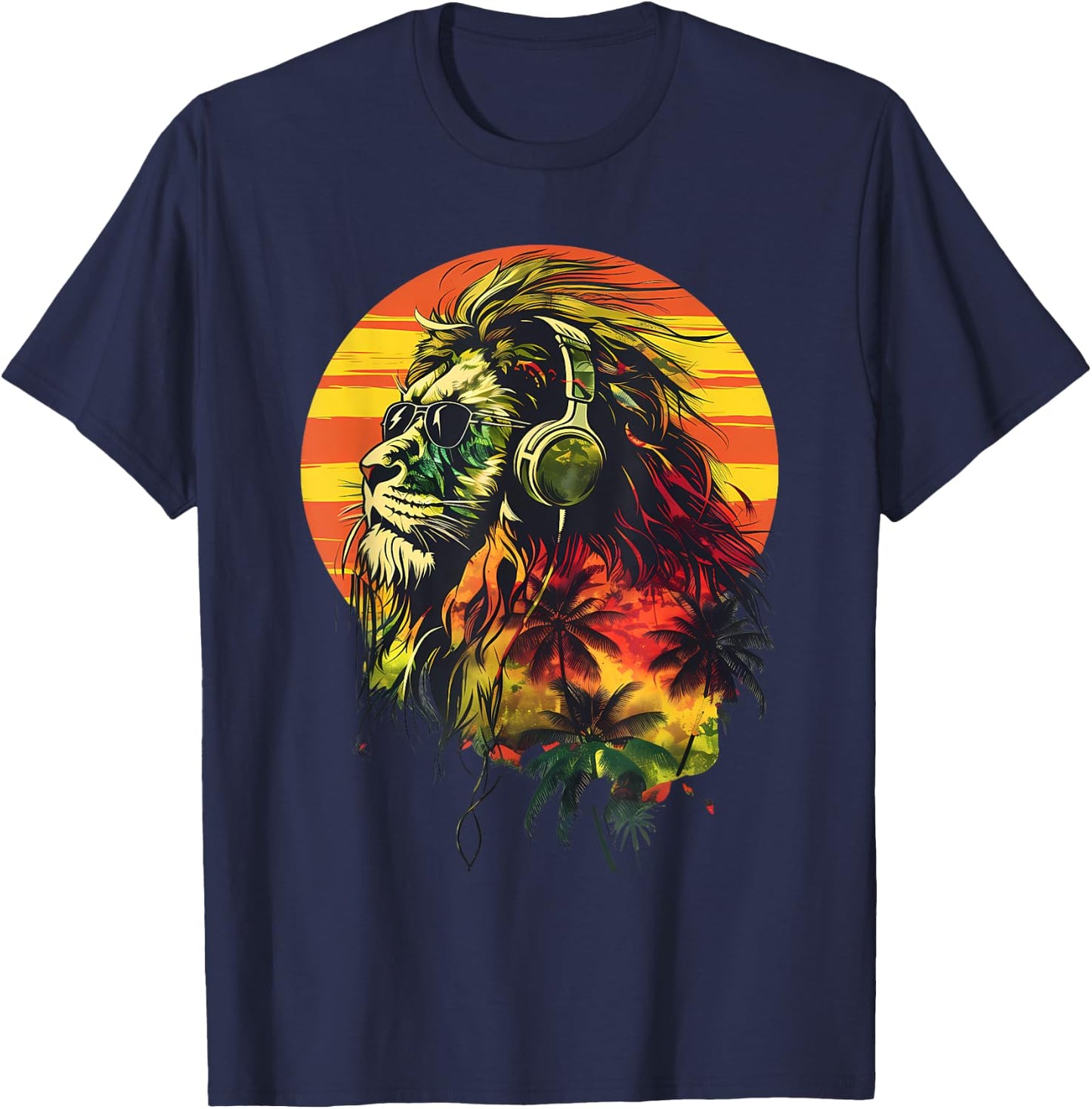 Rasta Reggae Lion Rasta Roots Lion Of Judah Reggae Music T-Shirt - T-Shirt | Navy