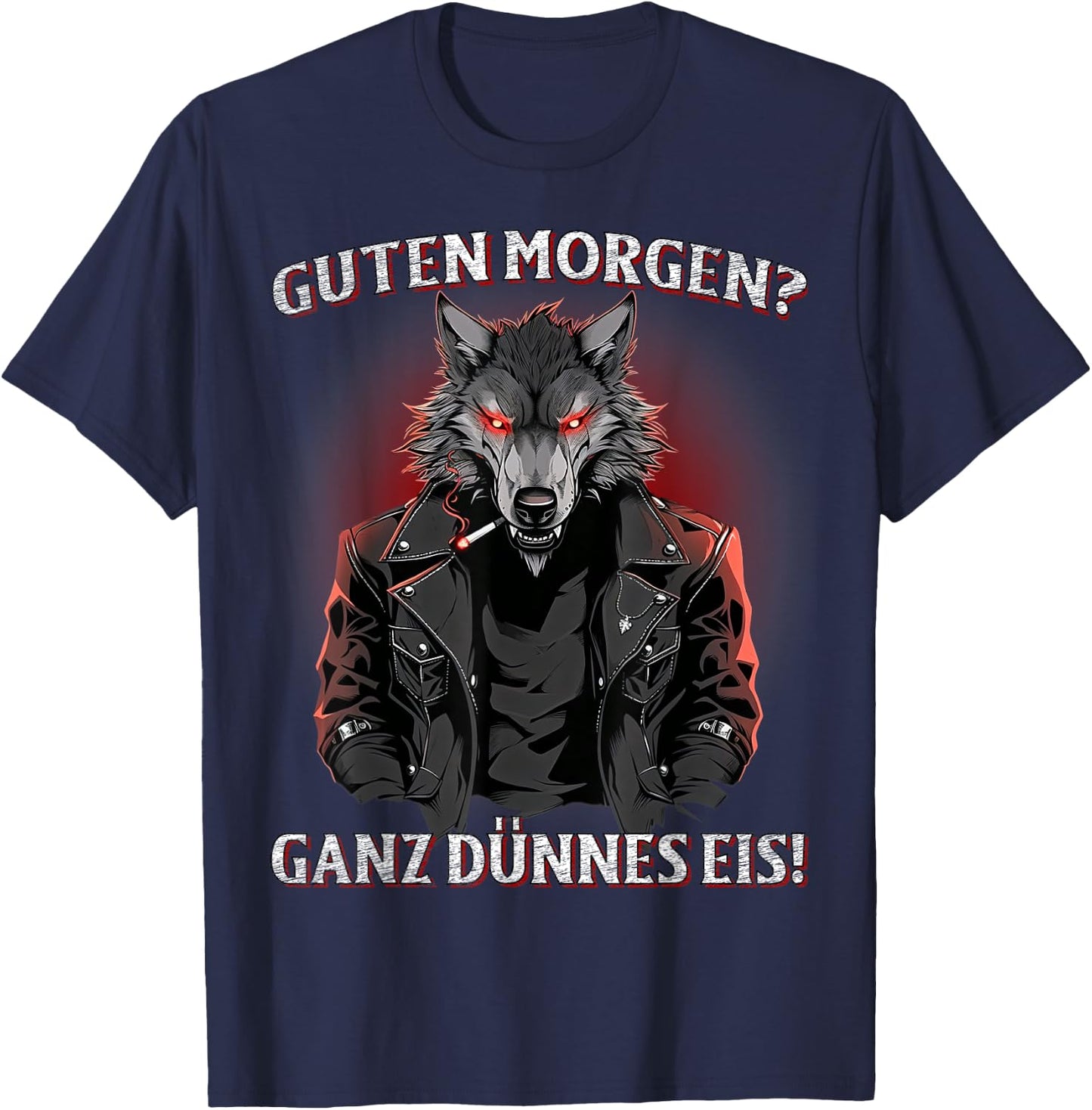 Guten Morgen? Ganz Dünnes Eis! Lustiges Wolf Kaffee T-Shirt - T-Shirt | Navy