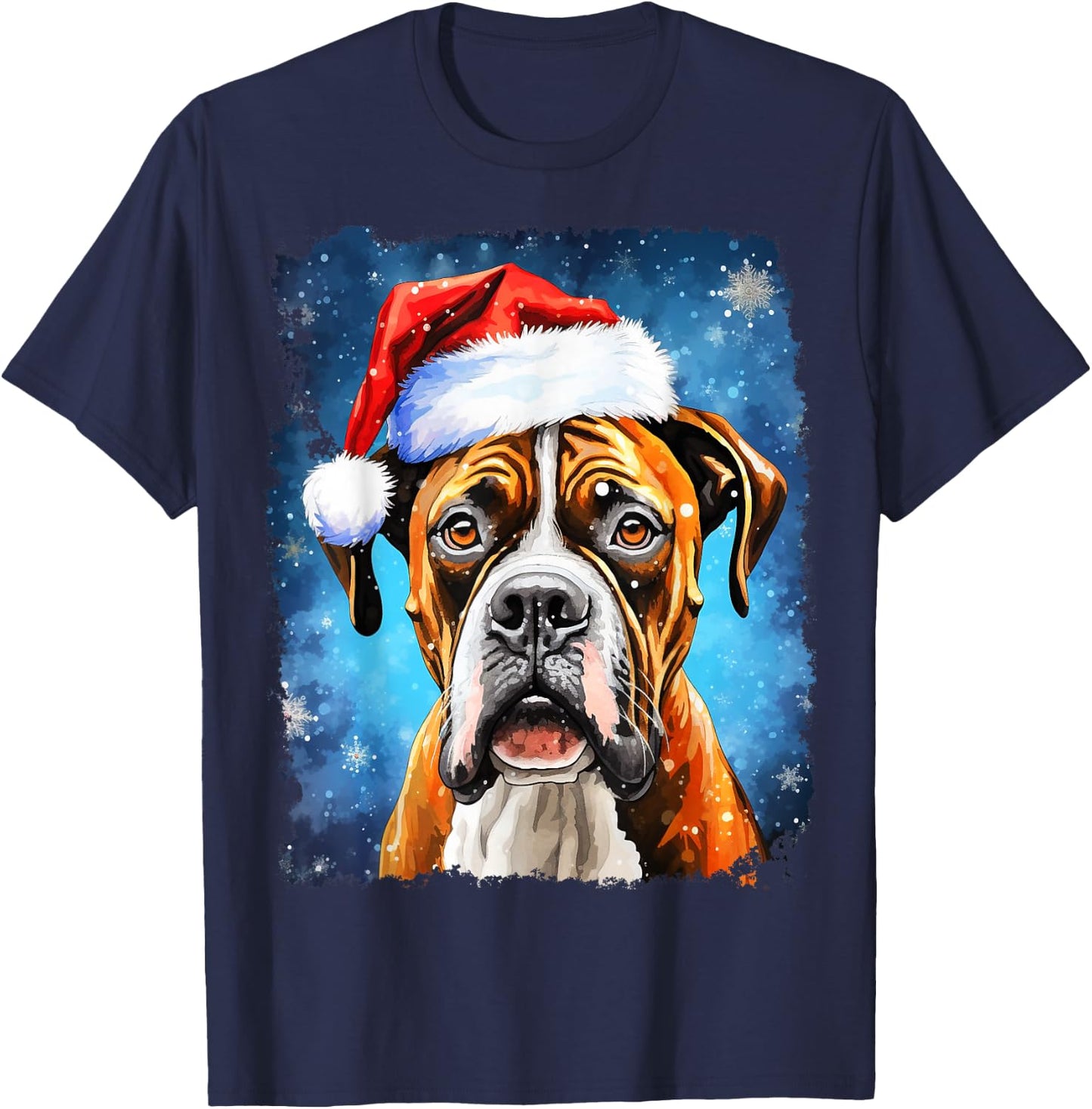 Pop Art Christmas Boxer Dog T-Shirt - T-Shirt | Navy