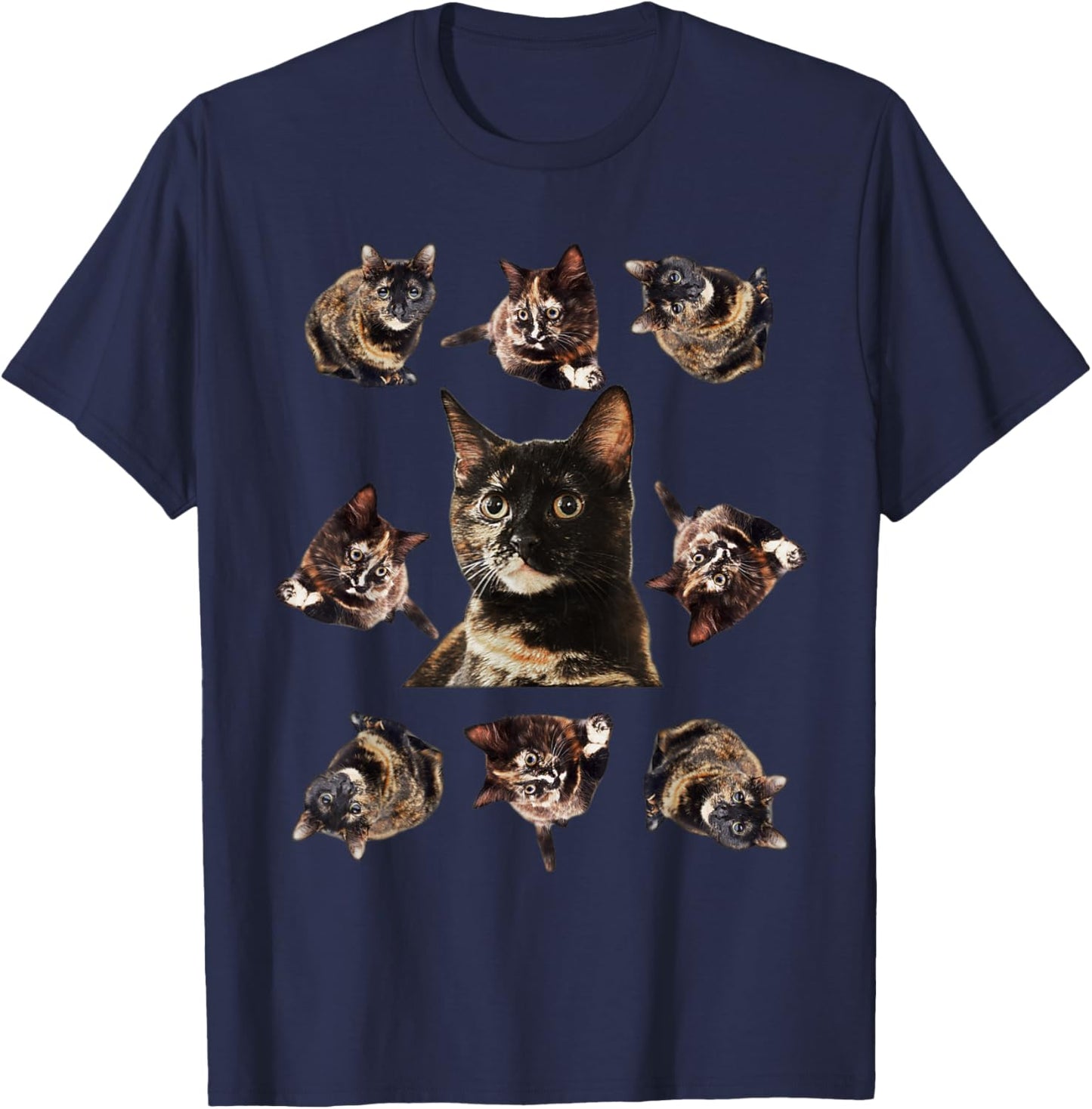 Tortie Cat Tortoiseshell Overload Multi Cat T-Shirt - T-Shirt | Navy