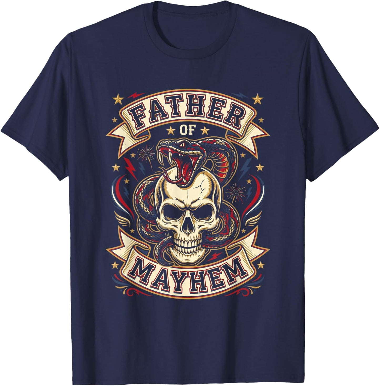 Men Dad Funny Father's Day Matching Family Father of Mayhem T-Shirt - T-Shirt | Navy