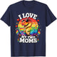 Gay Pride I Love My Two Moms Dino LGBTQ Ally Rainbow T-Shirt - T-Shirt | Navy