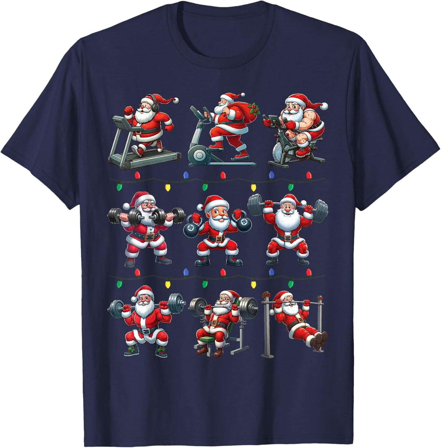 Santa Fitness Collection Gym Workout Weightlifting Christmas T-Shirt - T-Shirt | Navy