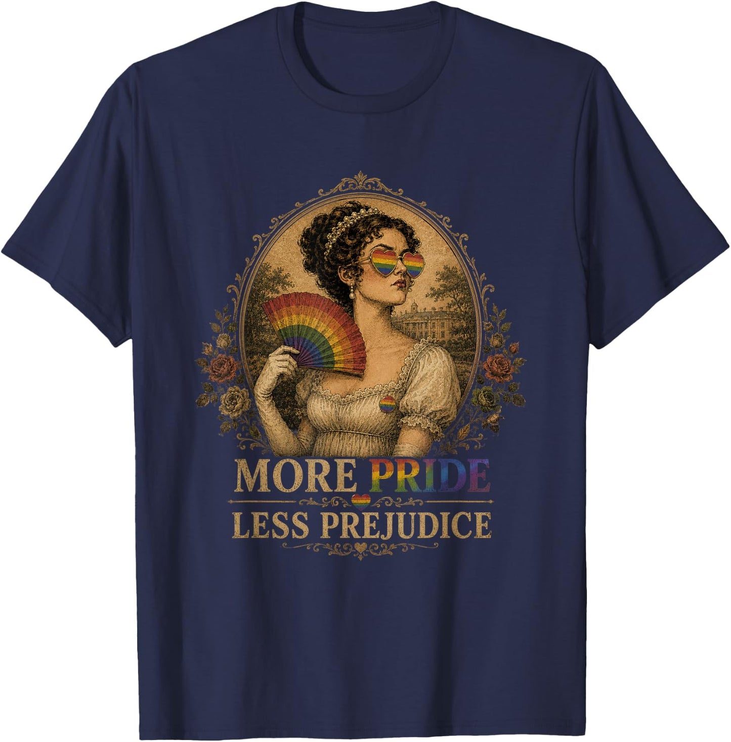More Pride Less Prejudice Pride Month LGBTQ Meme Face T-Shirt - T-Shirt | Navy