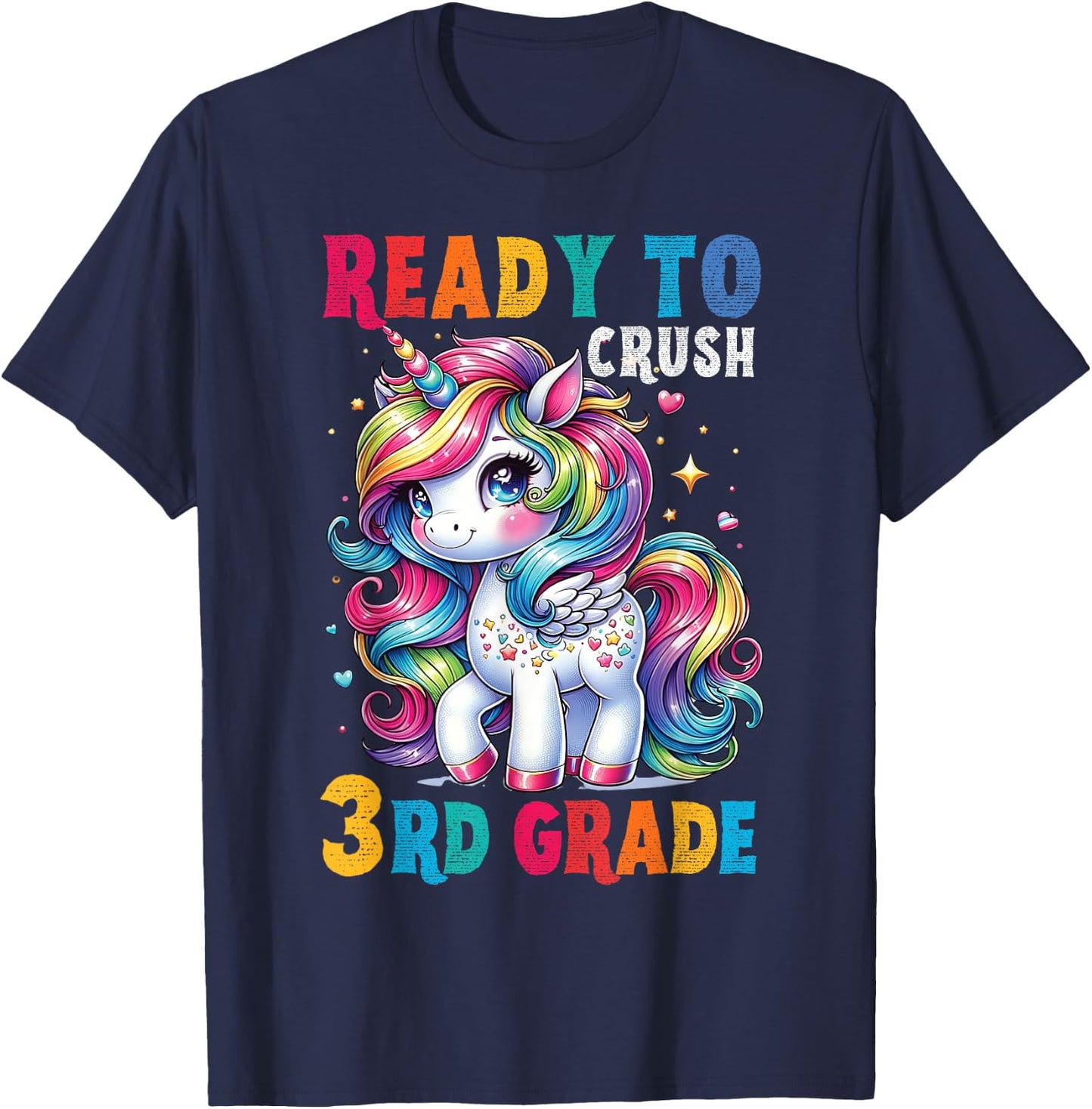 Student Unicorn Ready back to School crush 3rd grade Girls T-Shirt - T-Shirt | Navy