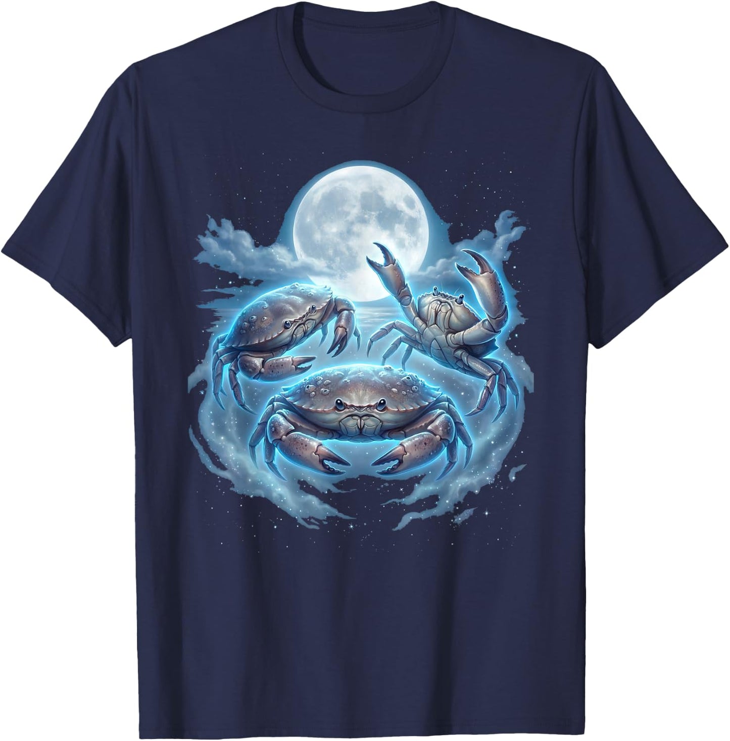 Crab Moon Cosmic Dreamy Graphic T-Shirt - T-Shirt | Navy