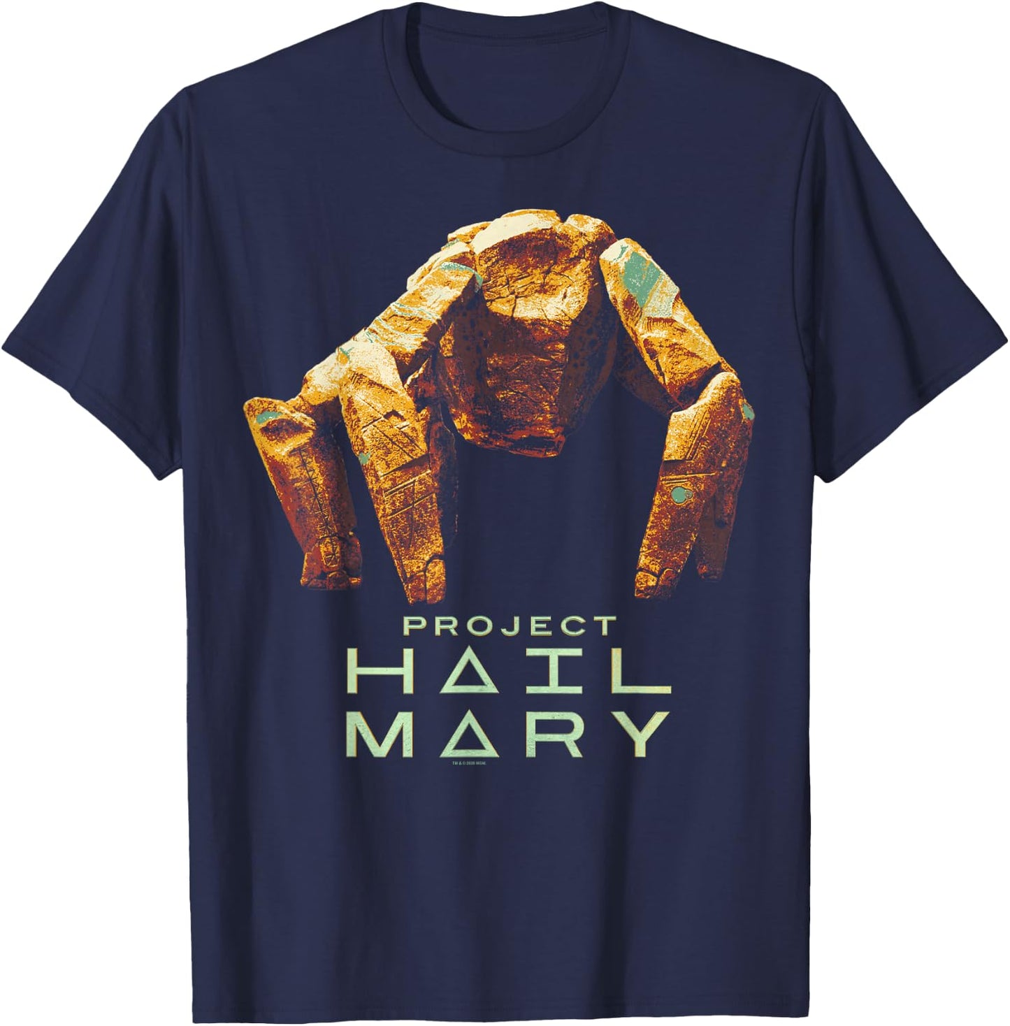 Project Hail Mary Rocky The Alien Distressed Portrait T-Shirt - T-Shirt | Navy