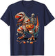 Skeleton Riding Mummy Dinosaur T Rex Kid Boy Funny Halloween T-Shirt - T-Shirt | Navy
