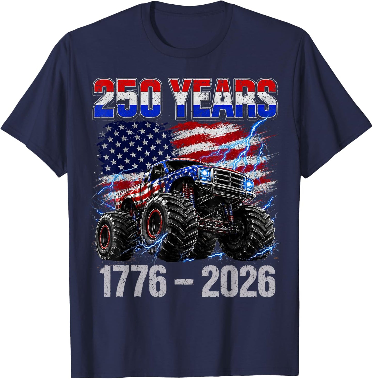 250 Years 4th of July Shirts Toddler Boys Kids Monster Truck T-Shirt - T-Shirt | Navy