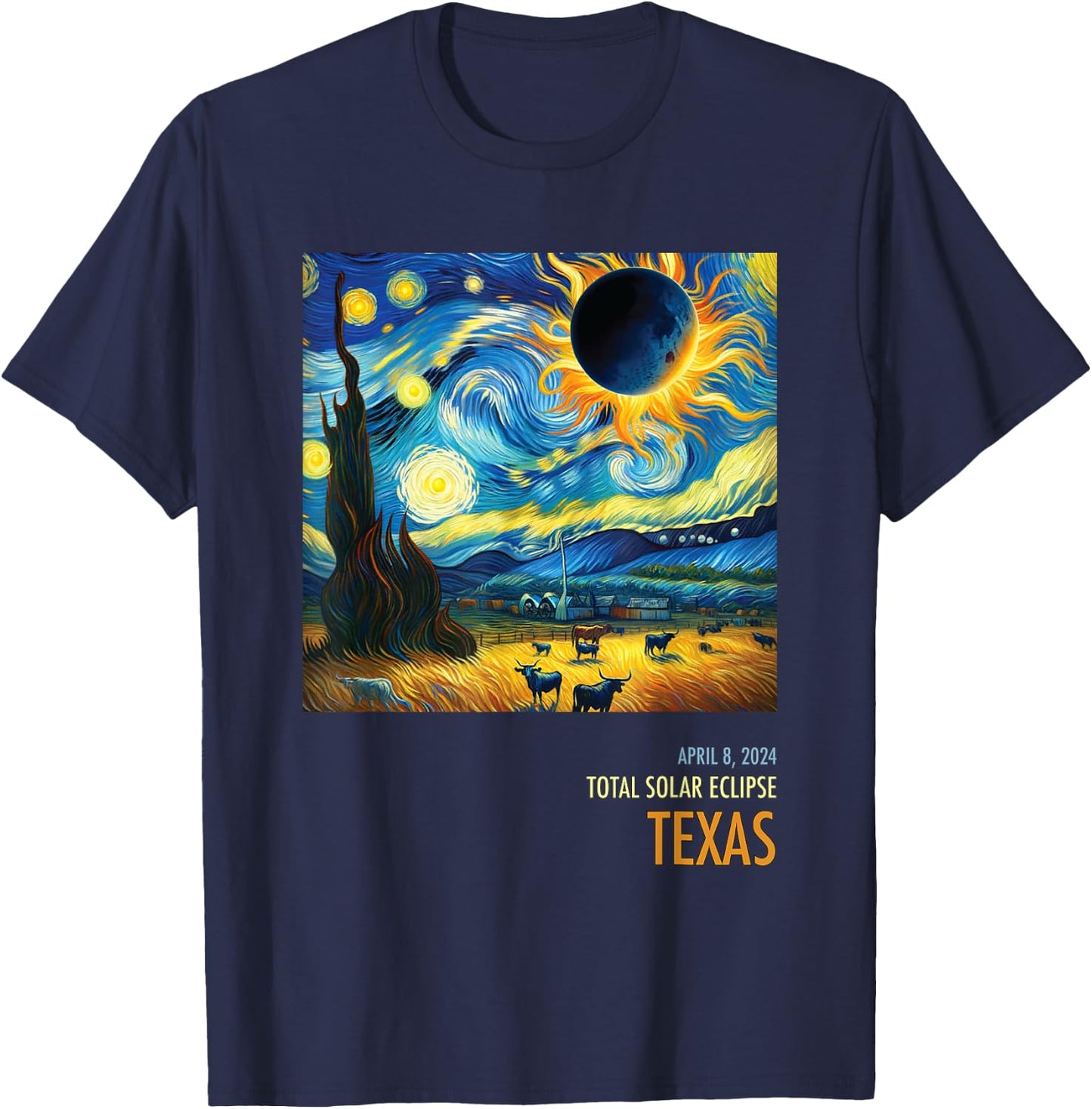 Total Solar Eclipse 2024 Texas T-Shirt - T-Shirt | Navy