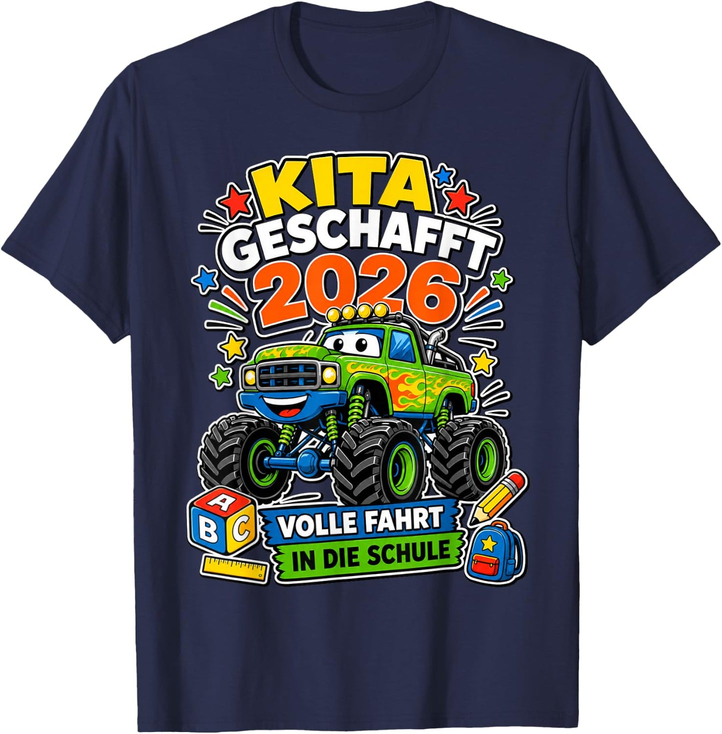 Kita Geschafft 2026 Volle Fahrt Jungen T-Shirt - T-Shirt | Navy