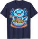 Kawaii Anime Axolotl Eating Ramen Noodles Lover Kids T-Shirt - T-Shirt | Navy