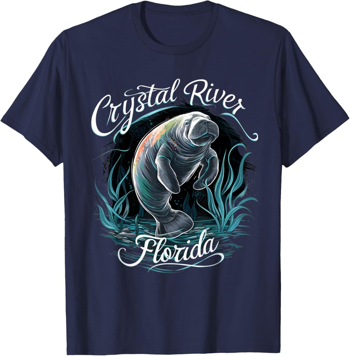 the manatees Crystal River Florida vacation manatee T-Shirt - T-Shirt | Navy