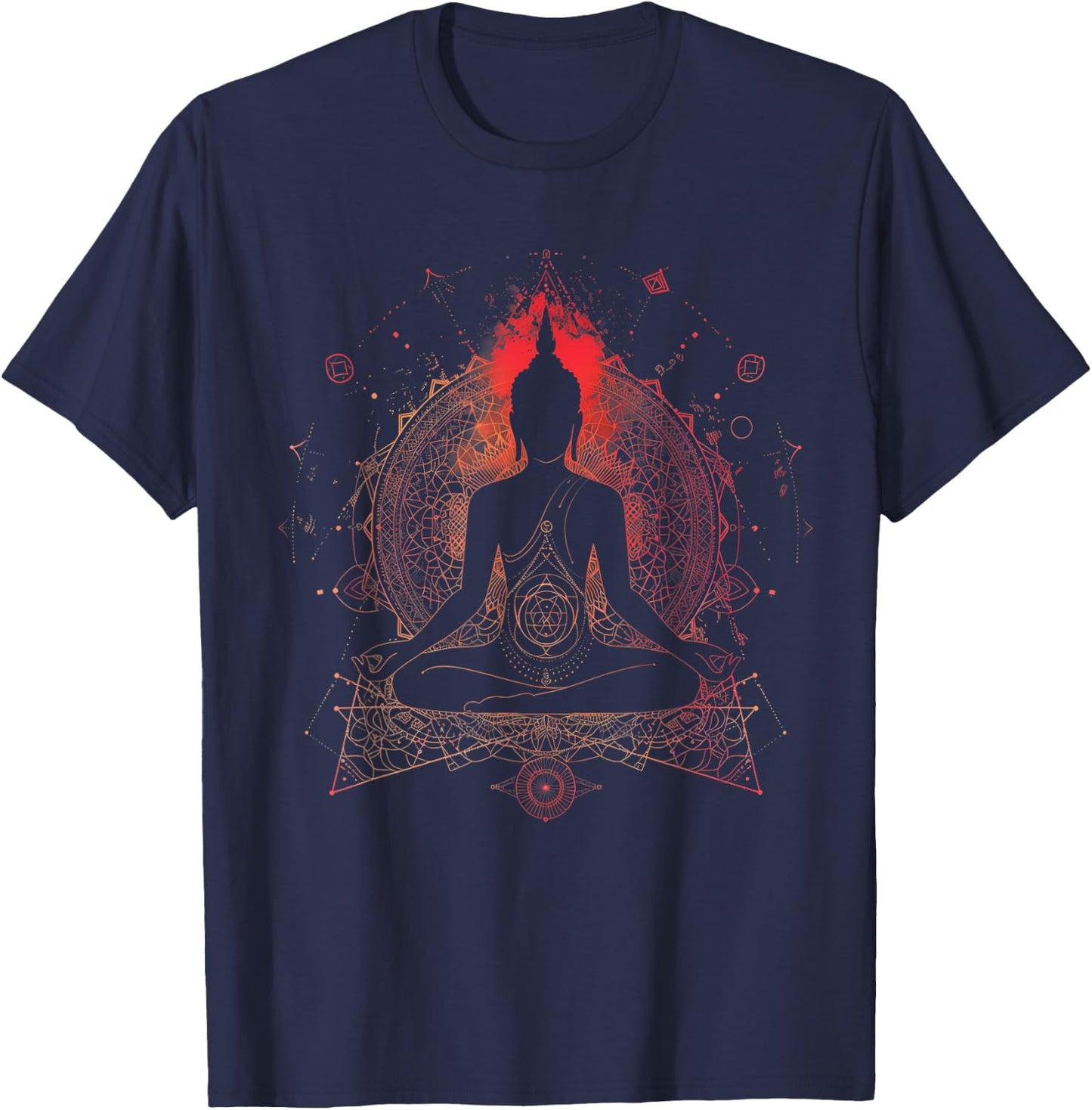 Zen Buddha Meditation Hindu Mandala Spiritual Buddhist , black T-Shirt - T-Shirt | Navy