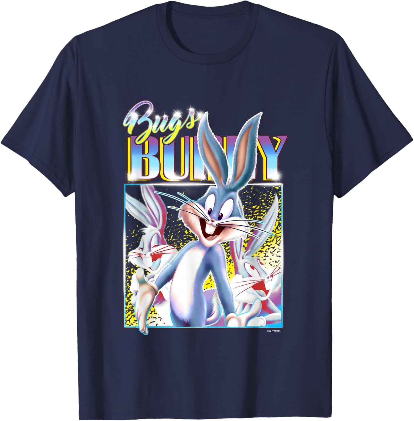 Looney Tunes Bugs Bunny Neon Lights Camera Action T-Shirt - T-Shirt | Navy