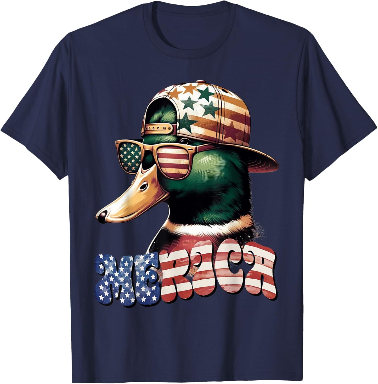 Funny America Duck 4th of July T-Shirt - T-Shirt | Navy