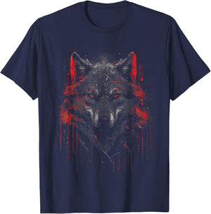 Wolf Dark Lone Moon Savage Mythical Wild Art T-Shirt - T-Shirt | Navy