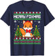 Merry Foxmas Santa Fox Lights Fox Lovers Ugly Xmas Sweater T-Shirt - T-Shirt | Navy