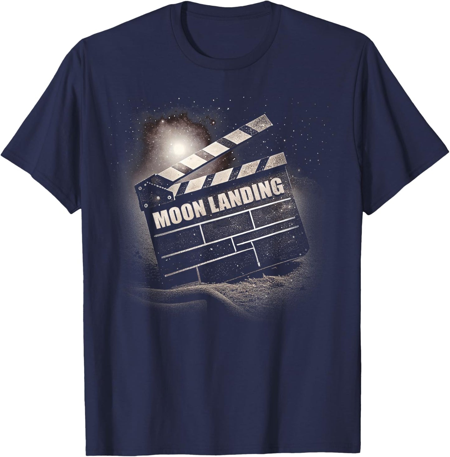 Fake Moon Landing Conspiracy Theory Meme Hoax Clapperboard T-Shirt - T-Shirt | Navy