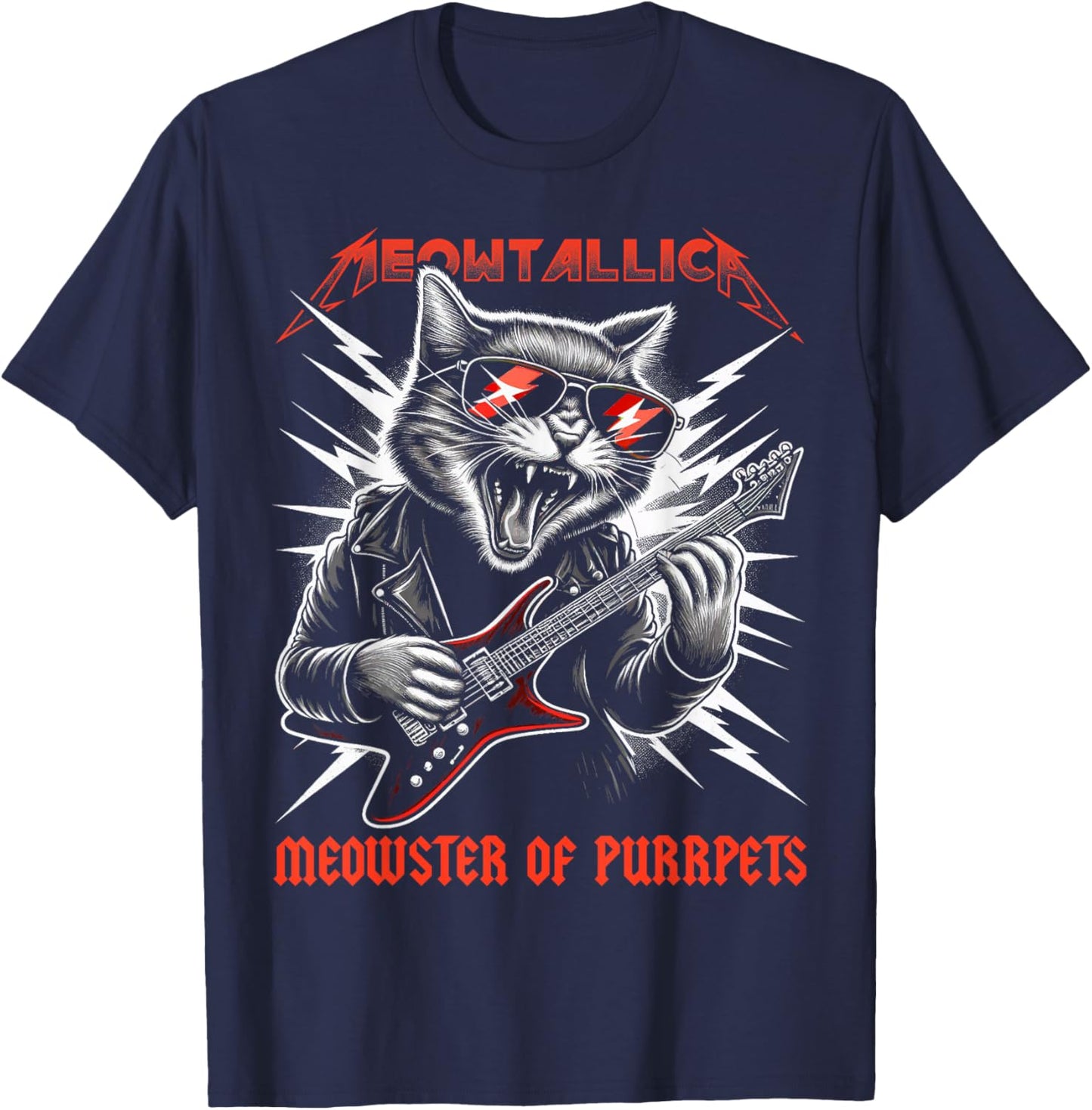 Meowtallica Meowster Of Purrpets – Chat amusant T-Shirt - T-Shirt | Navy