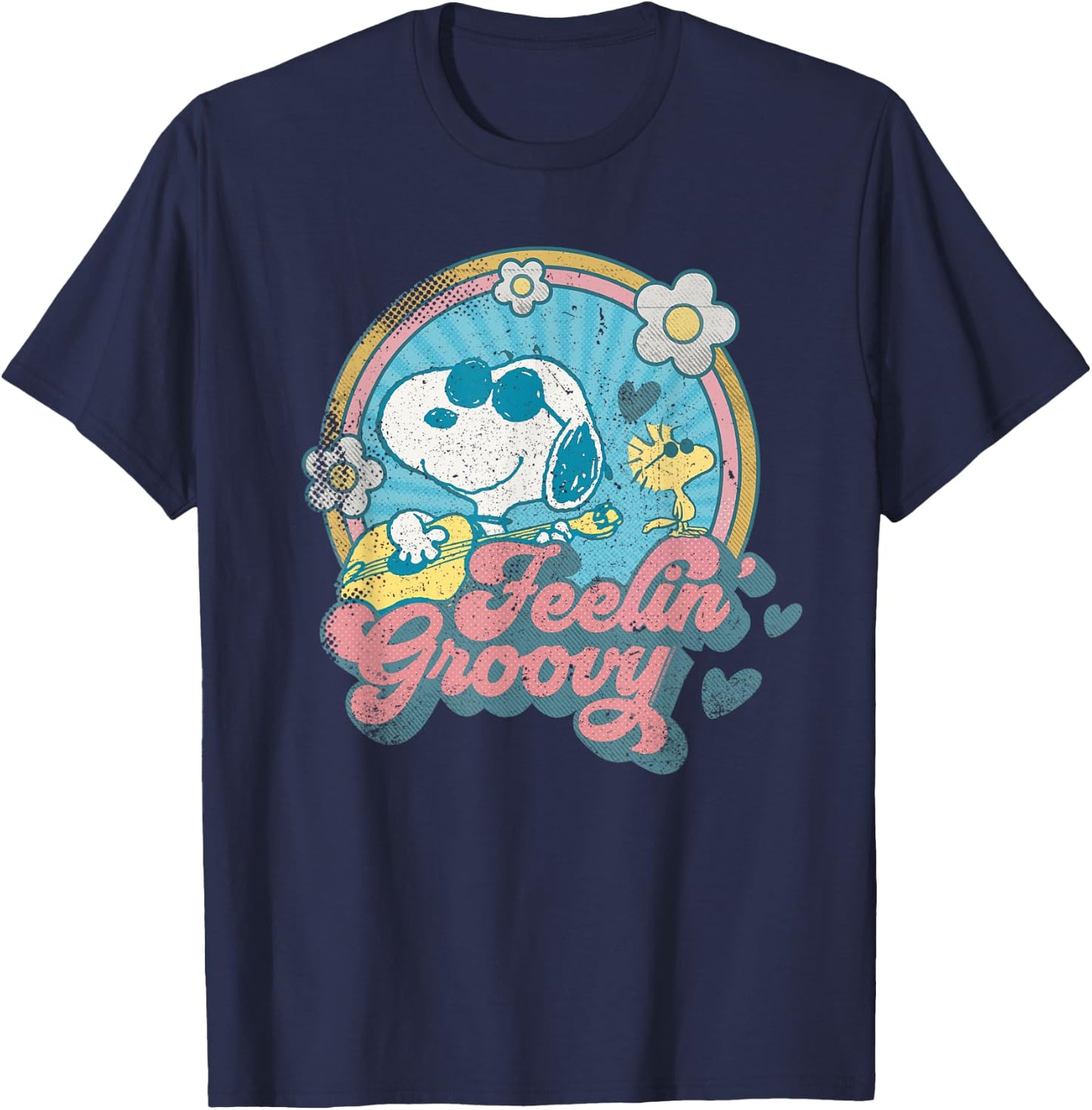 Peanuts Groovy Vibes Snoopy Woodstock Feeling Retro Festival T-Shirt - T-Shirt | Navy