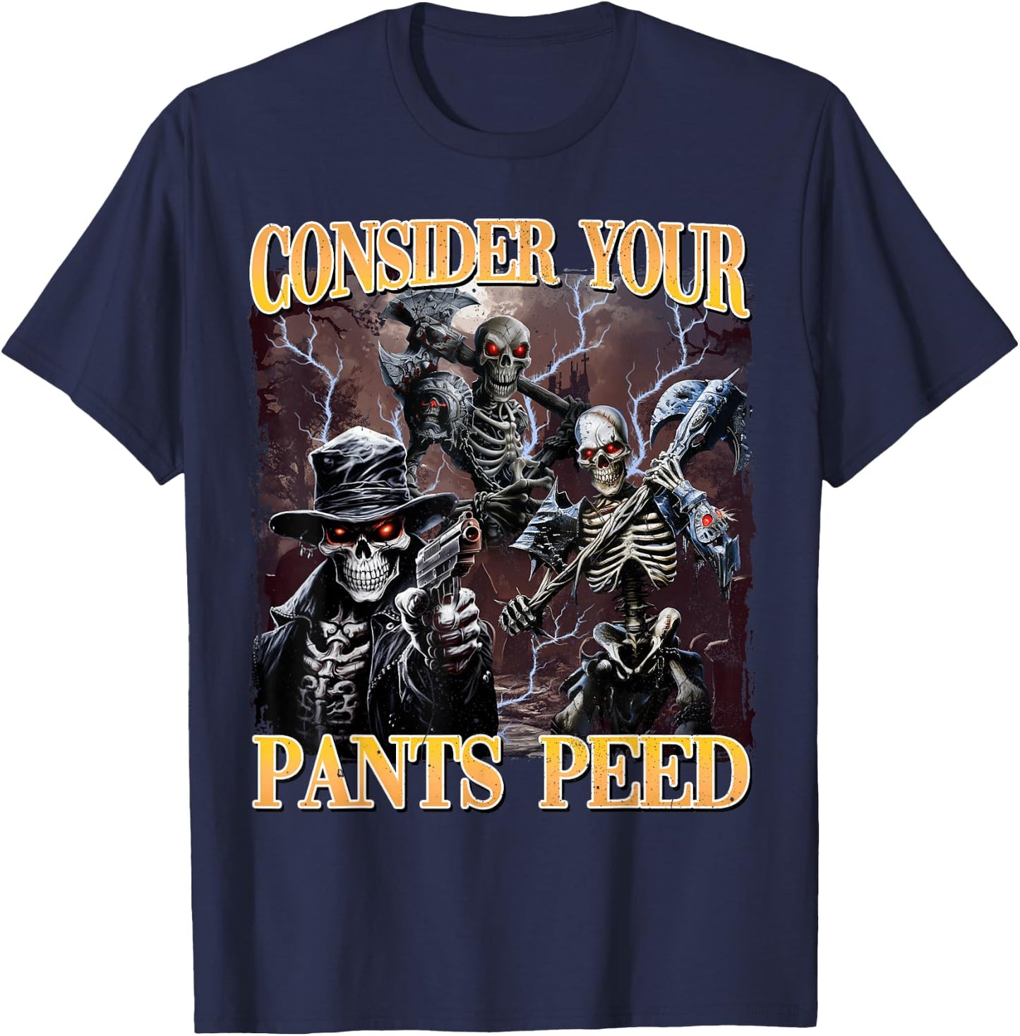 Consider Your Pants Peed Cringe Skeleton T-Shirt - T-Shirt | Navy