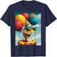 Retro Snake Birthday Party Balloons & Cake Pixel Animal T-Shirt - T-Shirt | Navy