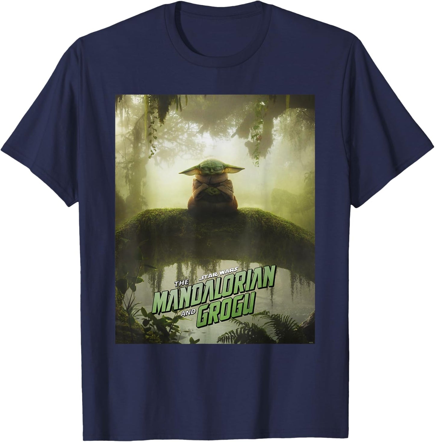 Star Wars The Mandalorian and Grogu Movie Meditating Poster T-Shirt - T-Shirt | Navy