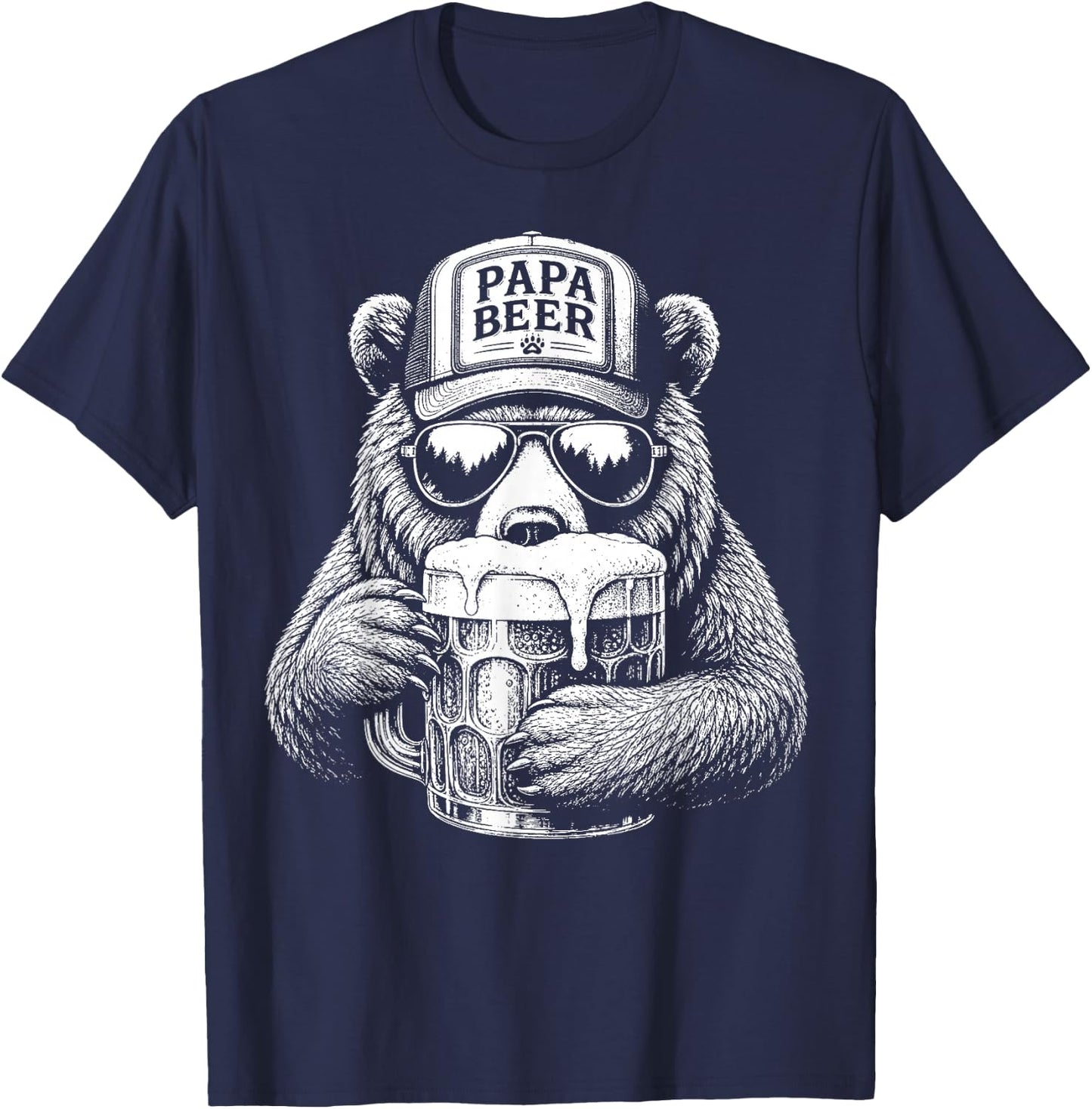 Papa Beer Vatertag Bester Papa Bier lustige Papa Geschenk T-Shirt - T-Shirt | Navy