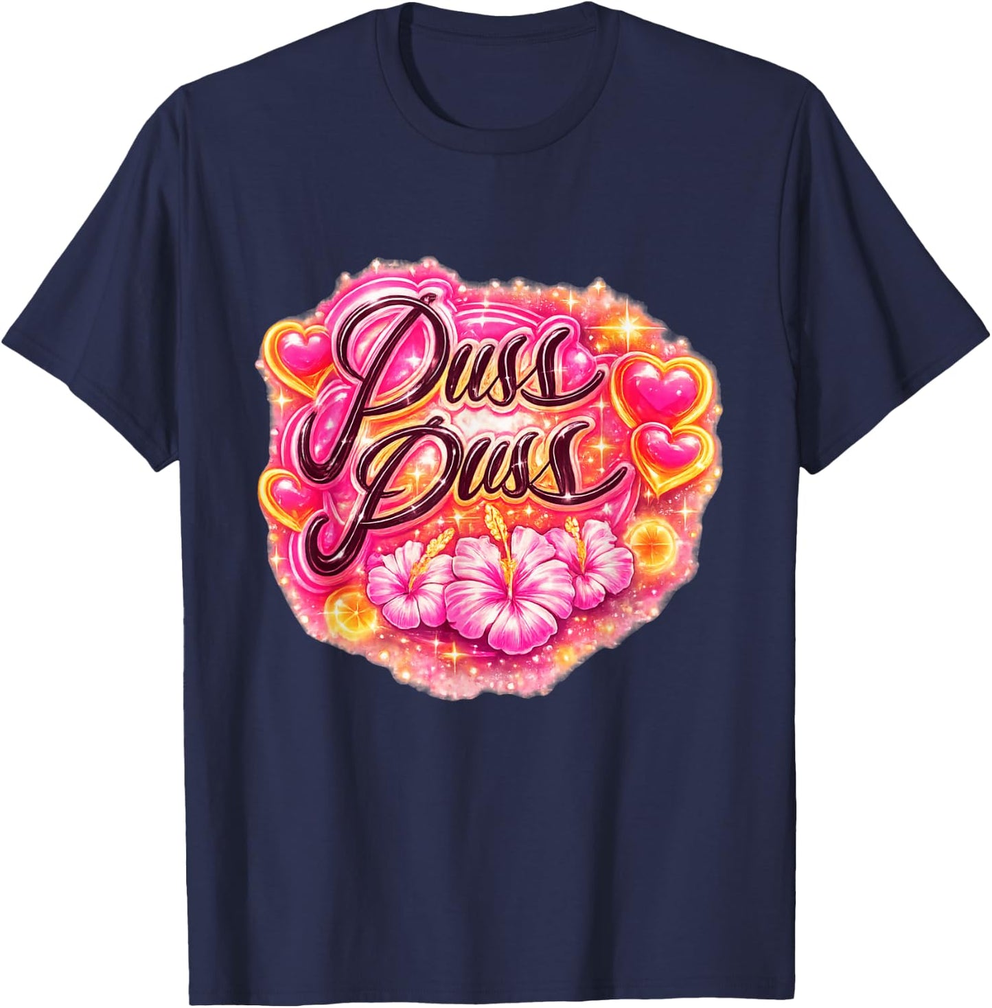 Retro Cat Lover Graphic Puss Pus Midnight Sun Cats Nordic T-Shirt - T-Shirt | Navy