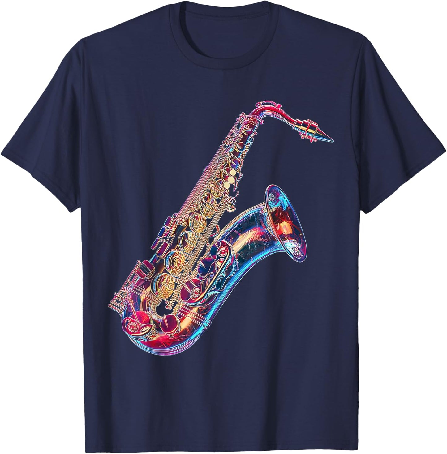 Saxophone Music Instrument Graphic Artwork Saxophone T-Shirt - T-Shirt | Navy
