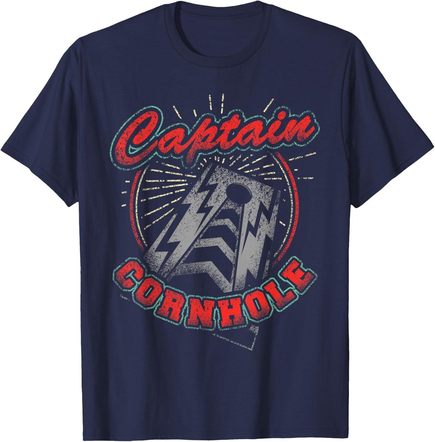 Captain Cornhole Funny T-Shirt - T-Shirt | Navy