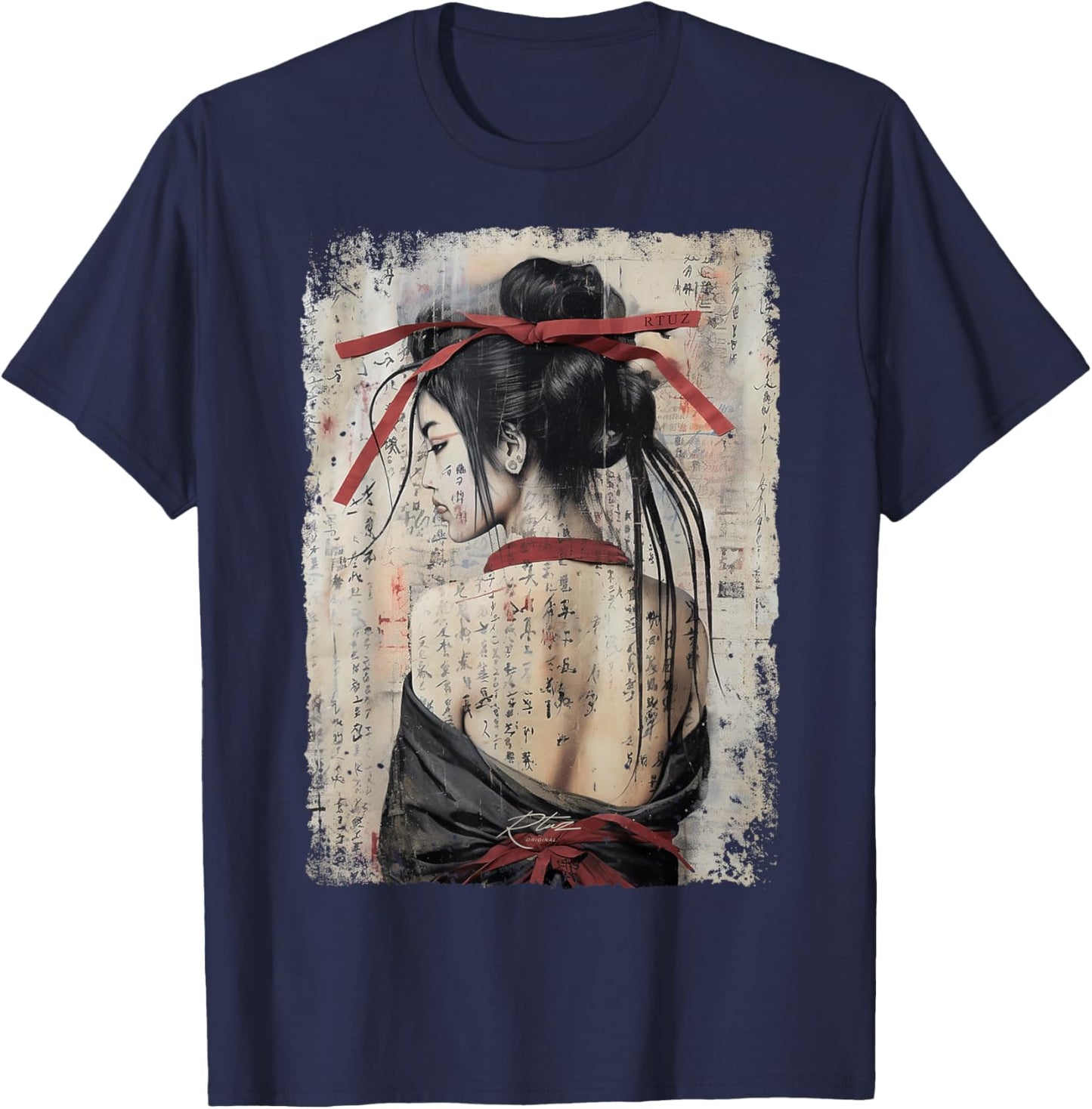 Geisha Asia Japan Woman Vintage Culture Tokyo Geisha , black T-Shirt - T-Shirt | Navy