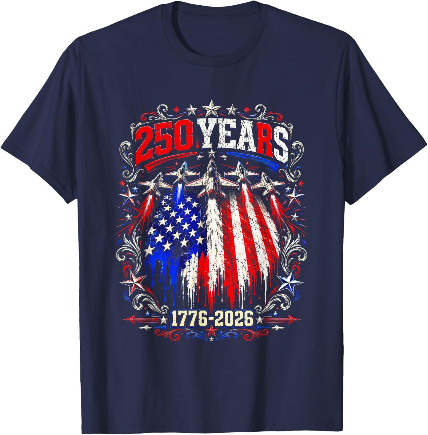 250 Anniversary USA Flag T-Shirt - T-Shirt | Navy