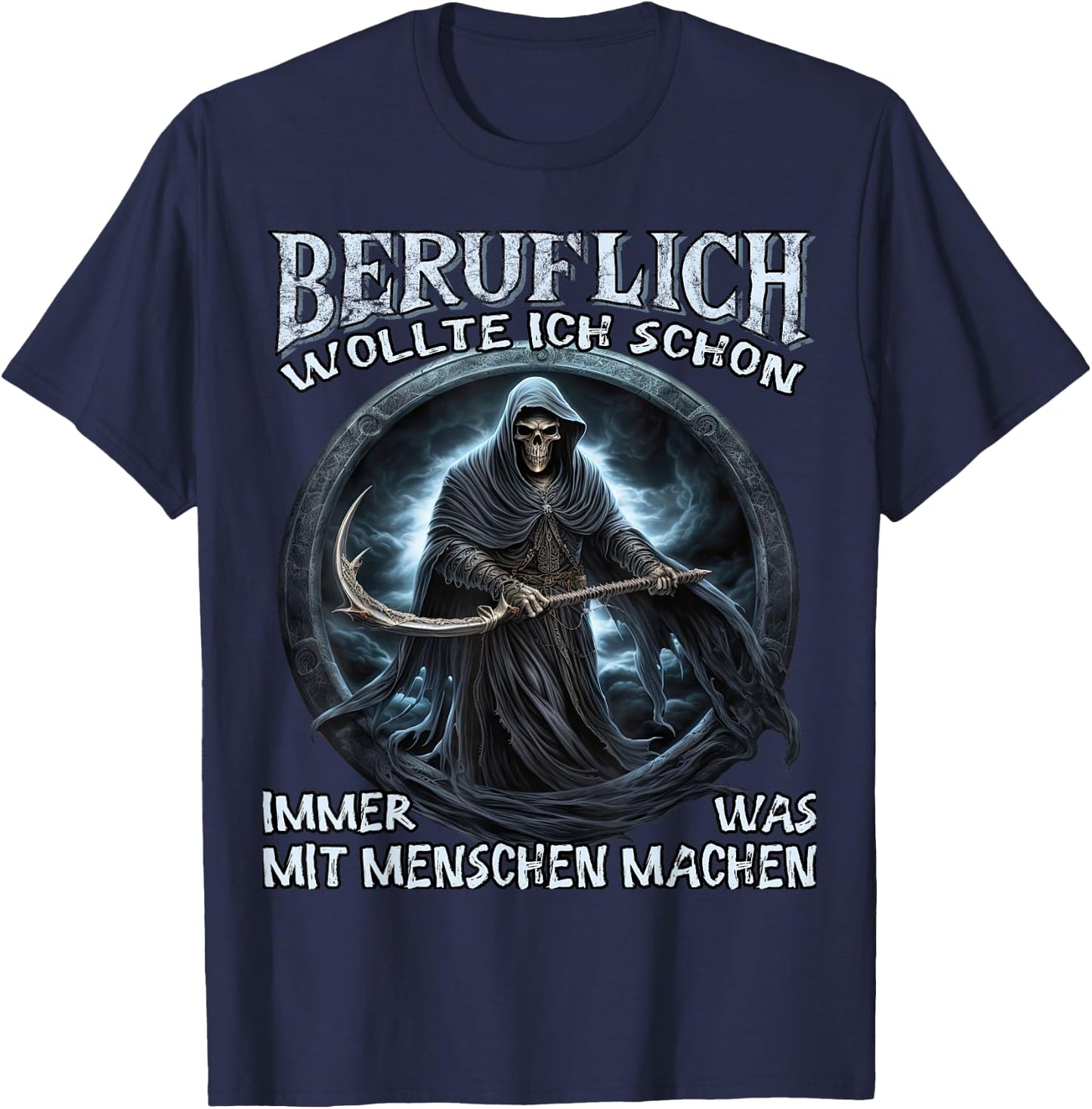 Beruflich wollte ich schon immer was mit Menschen machen , black T-Shirt - T-Shirt | Navy