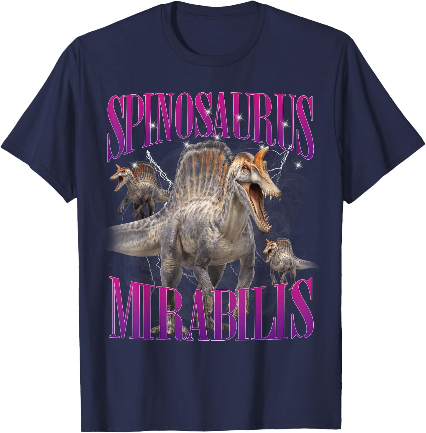 Spinosaurus Mirabilis Dinosaur Prehistoric Creature T-Shirt - T-Shirt | Navy