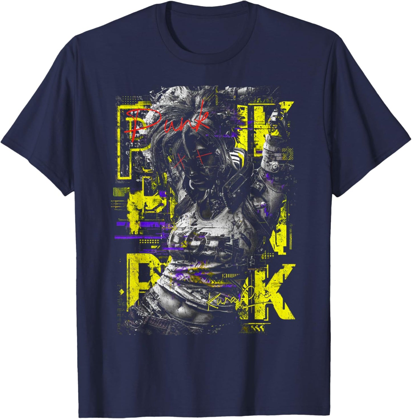 Japan Streetwear Cyberpunk Y2K Techwear Retro Manga Anime T-Shirt - T-Shirt | Navy