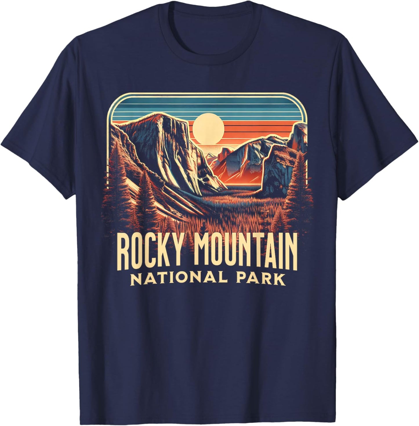 Rocky Mountain National Park , Small, Blue T-Shirt - T-Shirt | Navy
