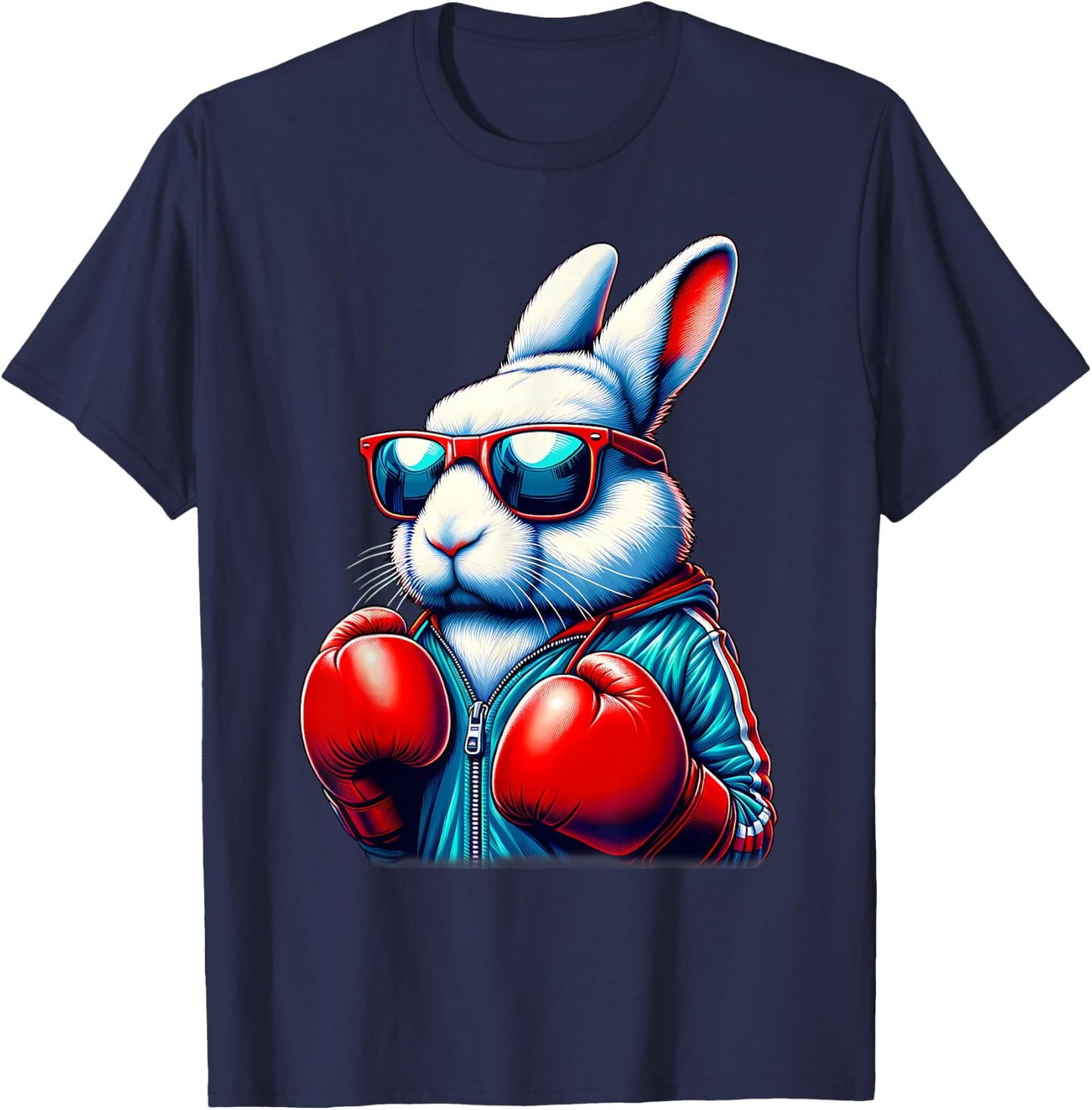 Happy Easter Bunny Boxing Rabbit Men Women Kid T-Shirt - T-Shirt | Navy