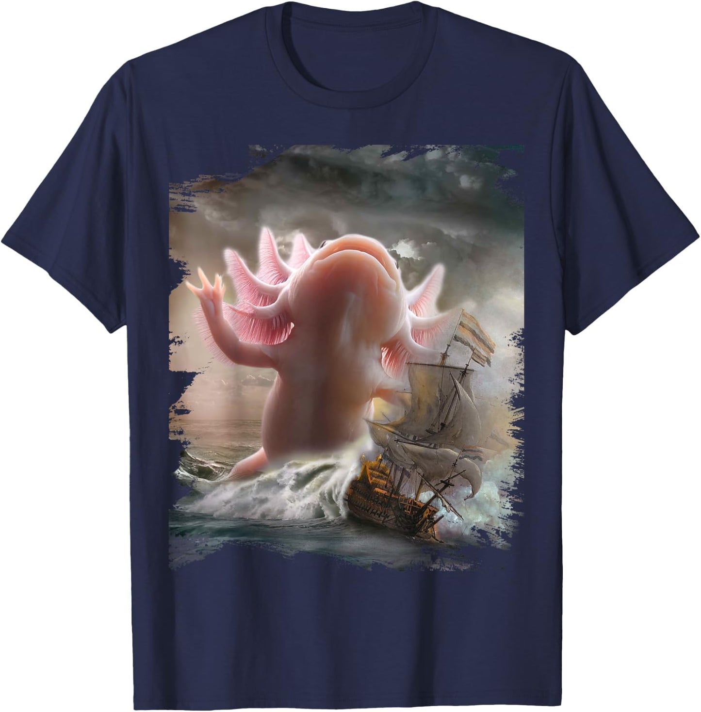 Giant Axolotl Sea Monster Kraxolotl T-Shirt - T-Shirt | Navy