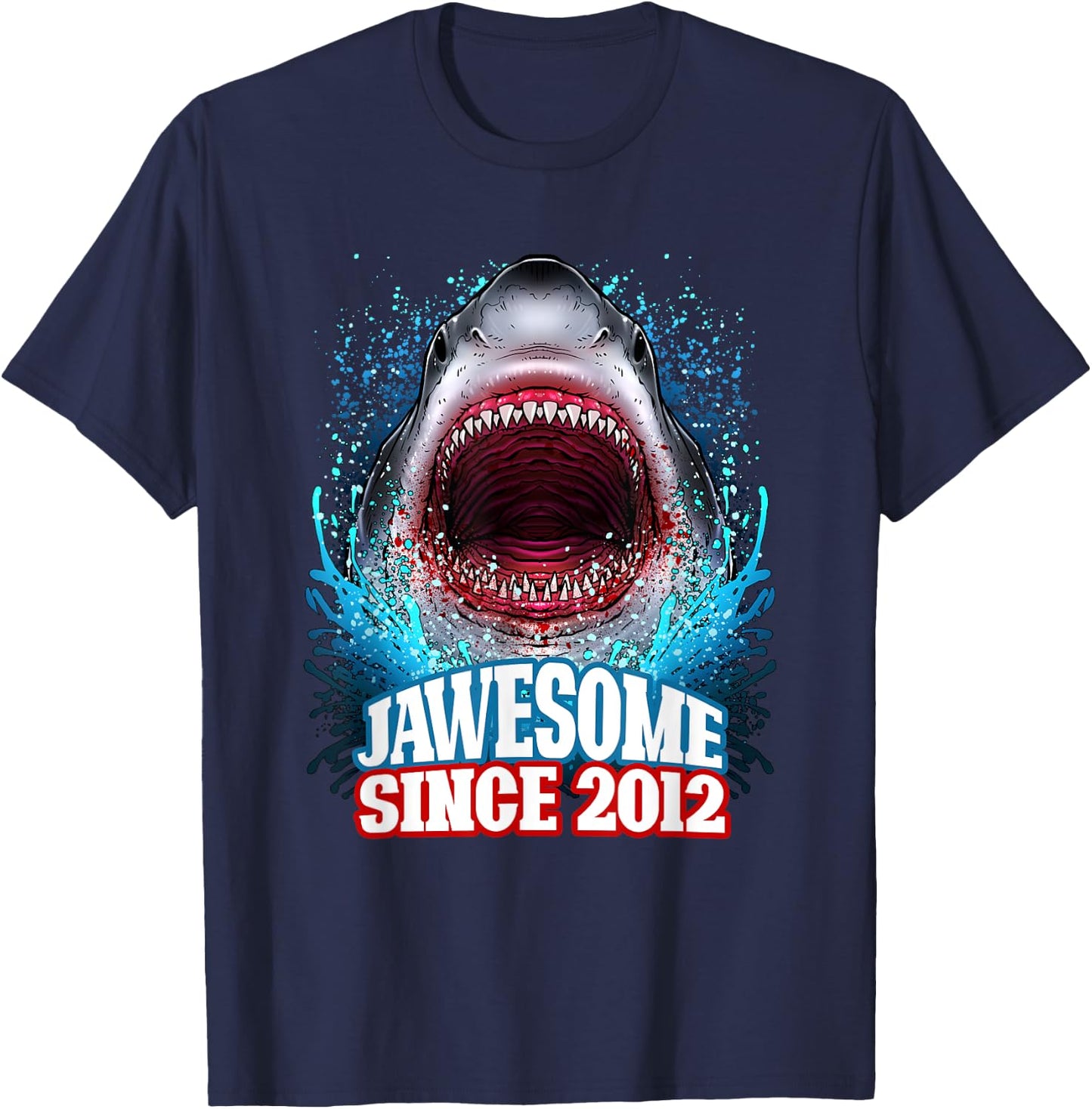 13th Birthday Jawesome Since 2012 Shark 13 Years Old T-Shirt - T-Shirt | Navy