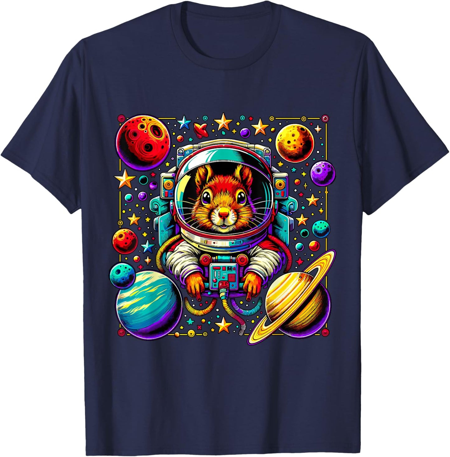 Astronaut Squirrel Space T-Shirt - T-Shirt | Navy
