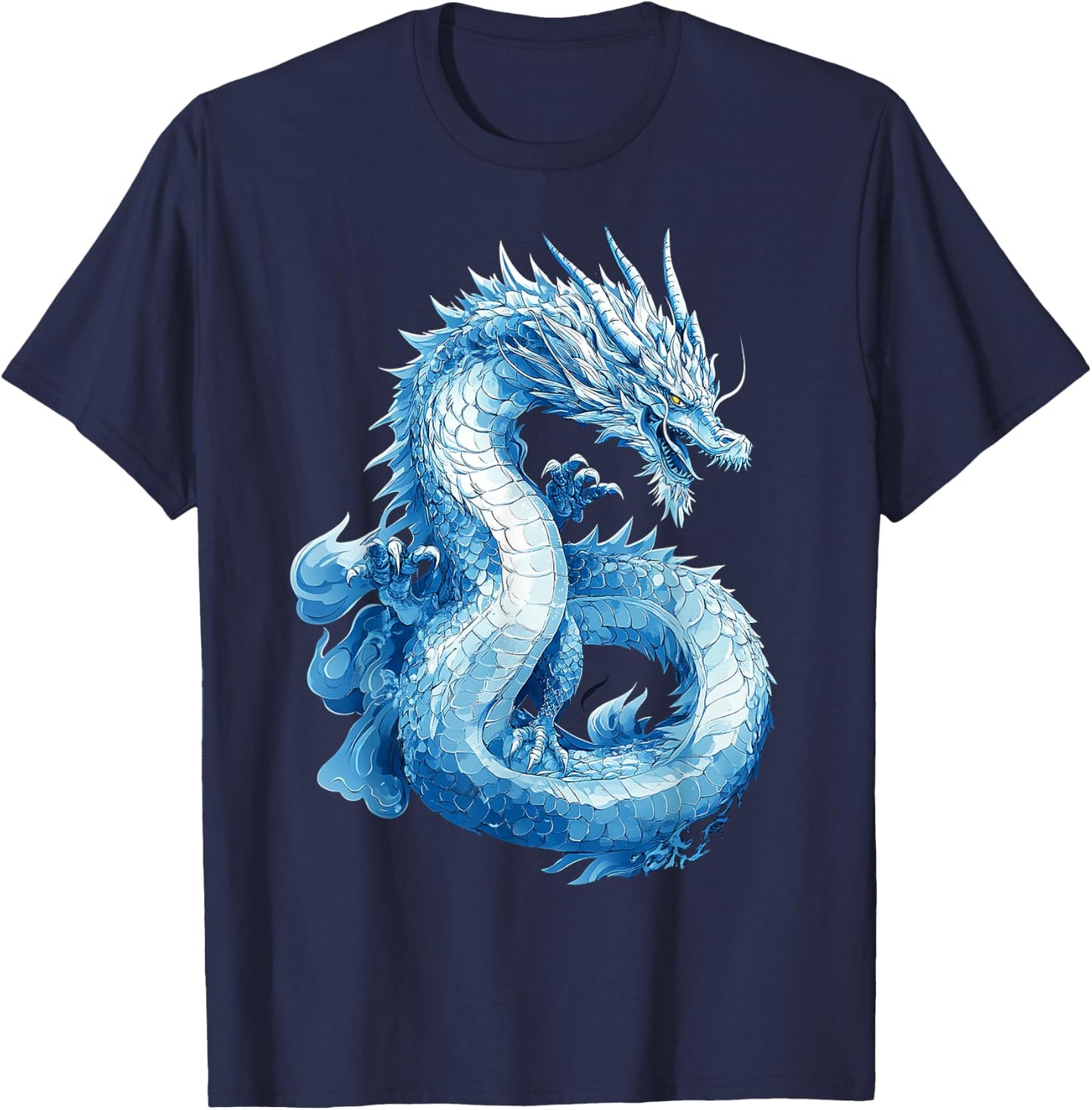 Ice Dragon Graphic Mythical Illustration Ice Dragon T-Shirt - T-Shirt | Navy