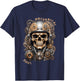 Biker Skull Biker Skull Vintage Motorcycle Custom Retro , Black, S T-Shirt - T-Shirt | Navy