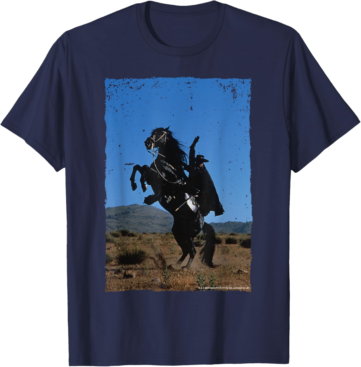 Zorro Tornado Horse Breeding , Black, S T-Shirt - T-Shirt | Navy