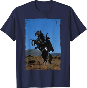 Zorro Tornado Horse Breeding , Black, S T-Shirt - T-Shirt | Navy