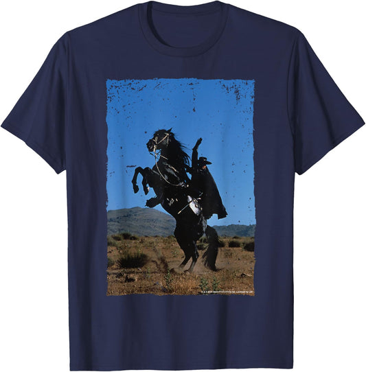 Zorro Tornado Horse Breeding , Black, S T-Shirt - T-Shirt | Navy